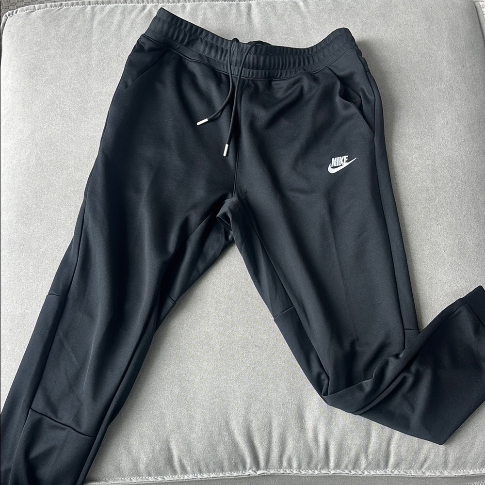 Nike Black Athletic Joggers with White Swoosh